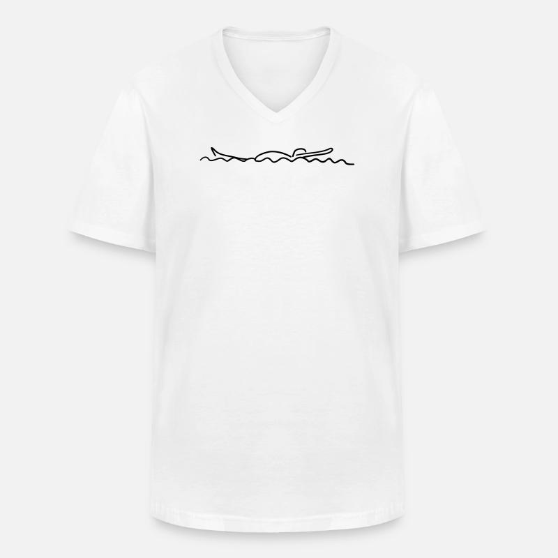 Back float - Men's V-Neck T-Shirt - white