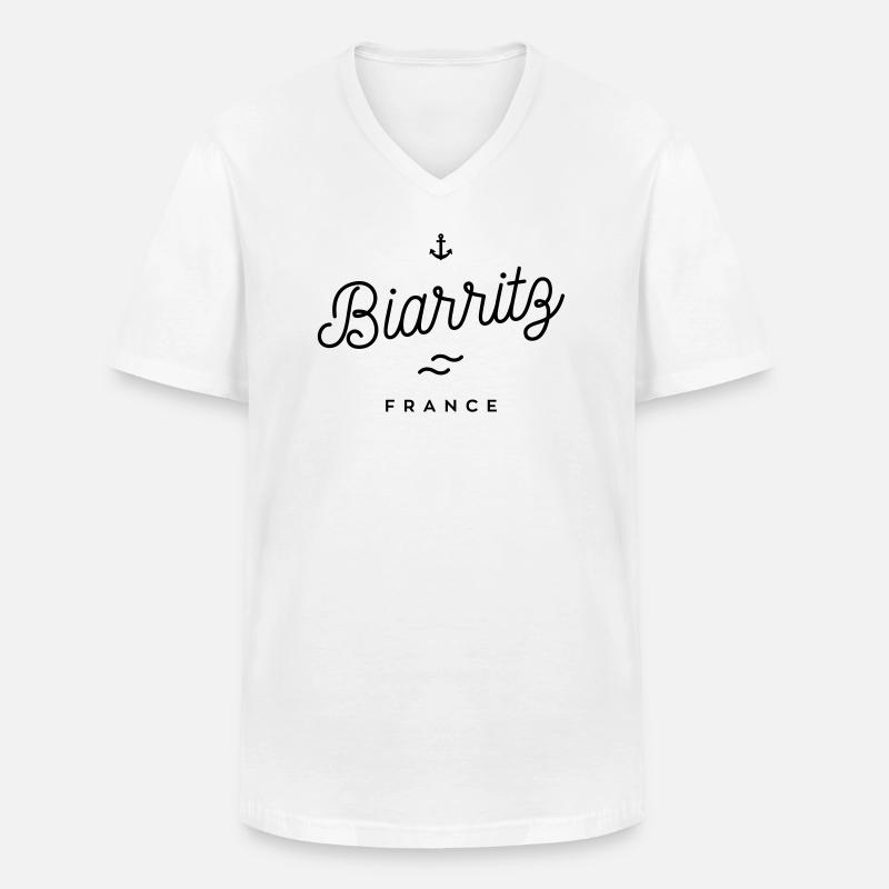 Biarritz - Frankreich - Männer-T-Shirt mit V-Ausschnitt - Weiß