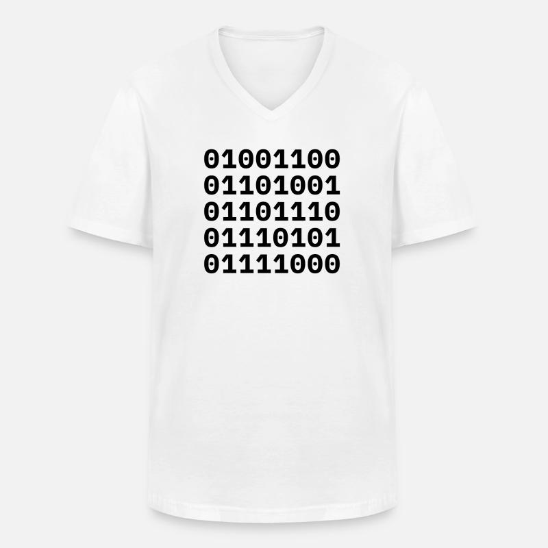 »LINUX« in Binärcode. - Männer-T-Shirt mit V-Ausschnitt - Weiß