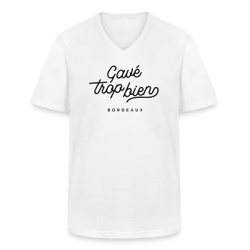 Gavé trop bien - Bordeaux - Men's V-Neck T-Shirt - white - Front - AI Model Male 185 light (185cm)