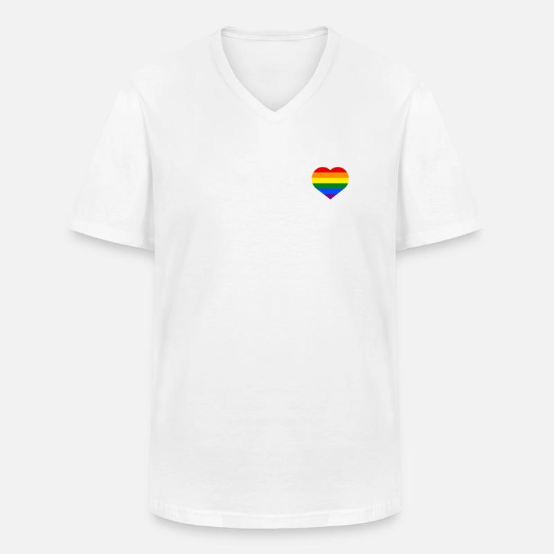 Regenbogenherz - Männer-T-Shirt mit V-Ausschnitt - Weiß