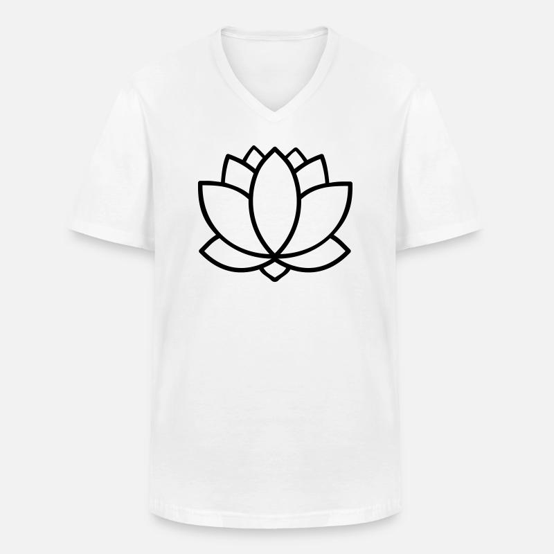 Lotus - Männer-T-Shirt mit V-Ausschnitt - Weiß
