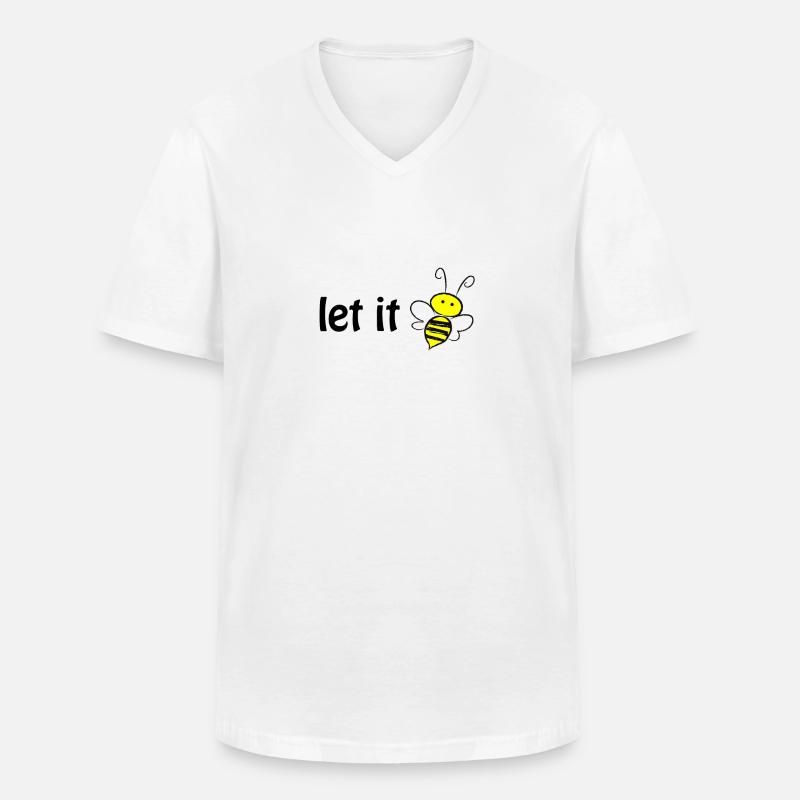 let it bee - Männer-T-Shirt mit V-Ausschnitt - Weiß