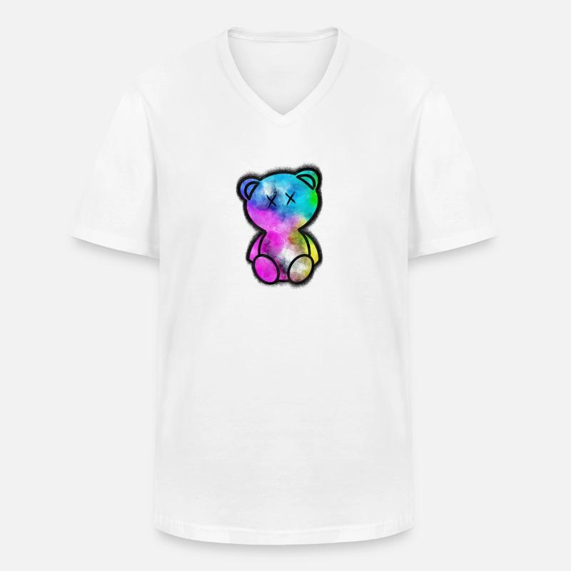 Patchy Bear 60 - Männer-T-Shirt mit V-Ausschnitt - Weiß