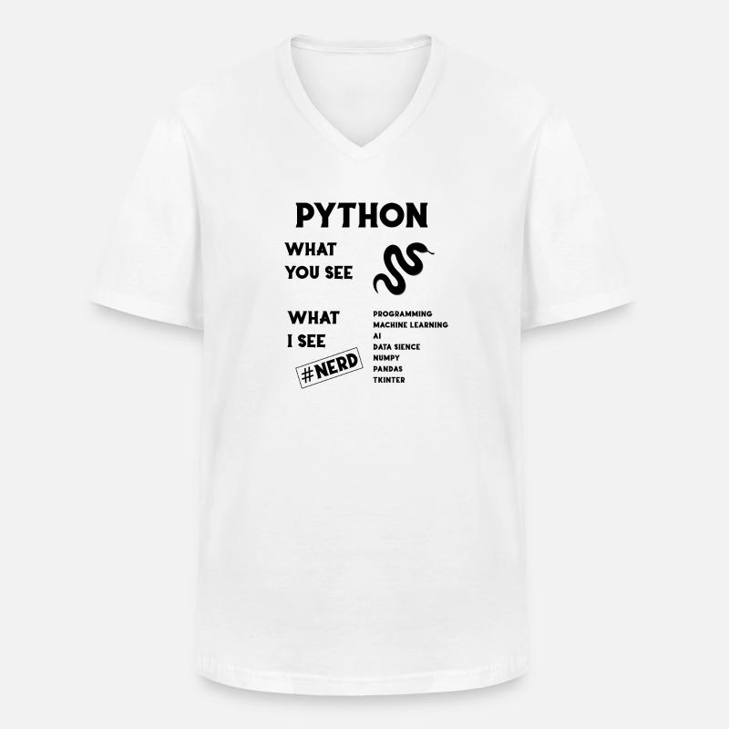 Python Programming - Männer-T-Shirt mit V-Ausschnitt - Weiß
