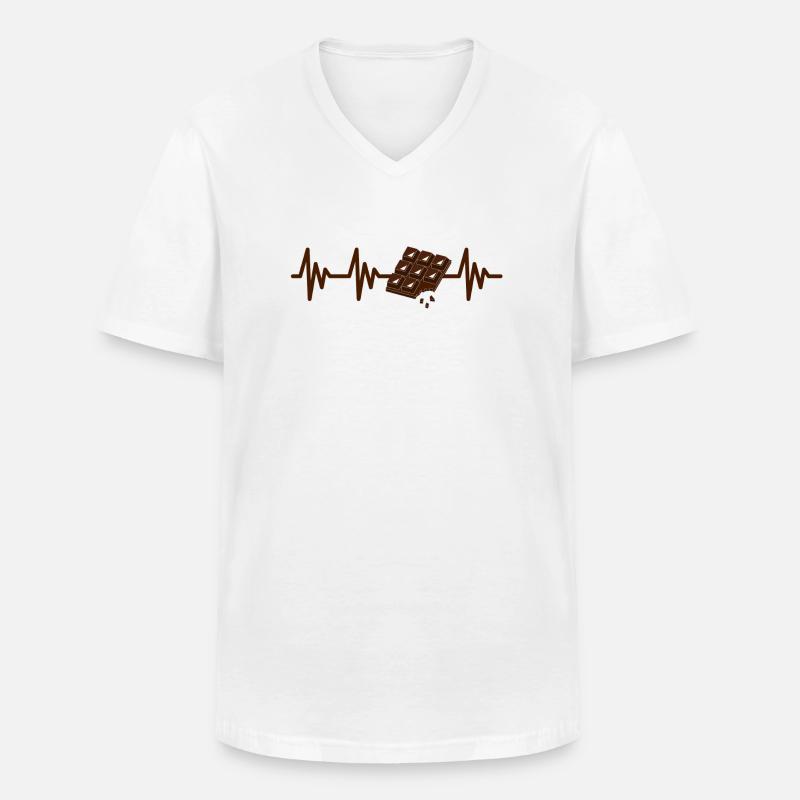 Schokolade Herzschlag - Männer-T-Shirt mit V-Ausschnitt - Weiß