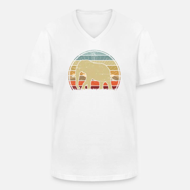 Elephant Sunset - Männer-T-Shirt mit V-Ausschnitt - Weiß