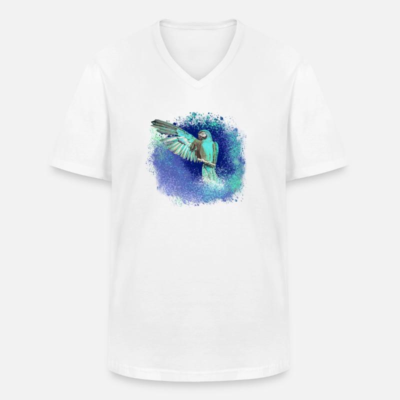 sittich ara,,vogel,graffiti,mint,blau,brush,spray - Männer-T-Shirt mit V-Ausschnitt - Weiß