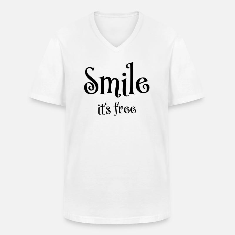 Smile. It's free - Männer-T-Shirt mit V-Ausschnitt - Weiß