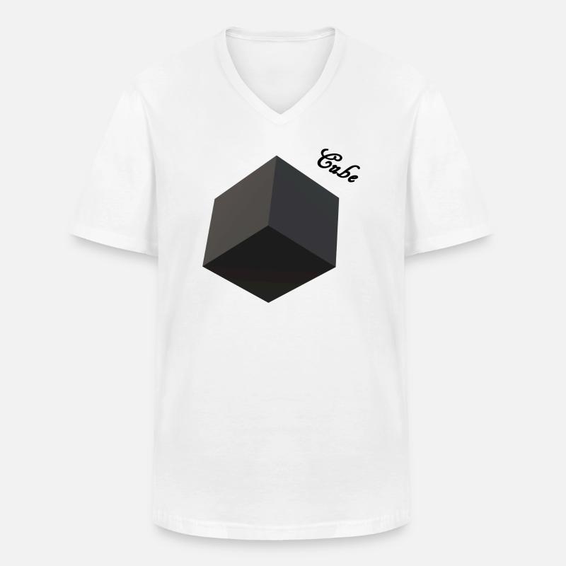 Cube 3D - Männer-T-Shirt mit V-Ausschnitt - Weiß