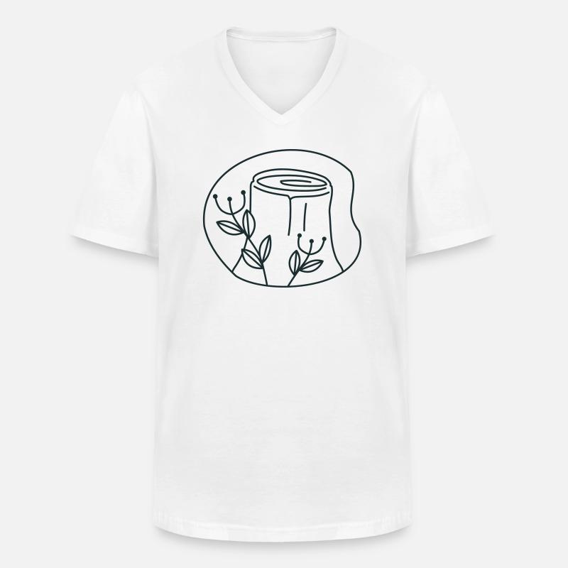 Holzstumpf mit Blumenblumen - Männer-T-Shirt mit V-Ausschnitt - Weiß