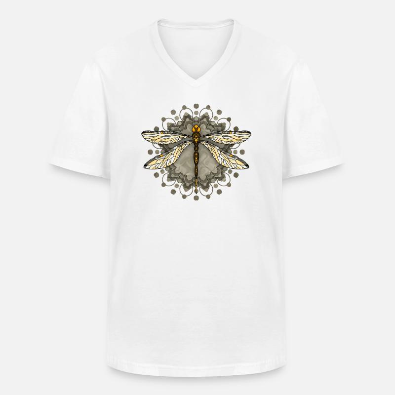 Libelle - Männer-T-Shirt mit V-Ausschnitt - Weiß
