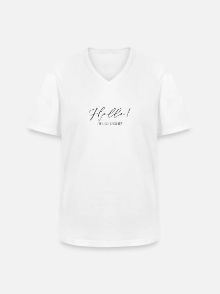 Hallo - Männer-T-Shirt mit V-Ausschnitt - Weiß