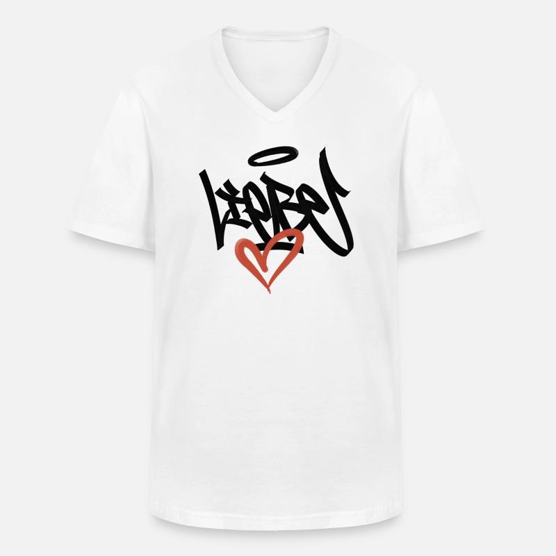 liebe Graffiit - Männer-T-Shirt mit V-Ausschnitt - Weiß