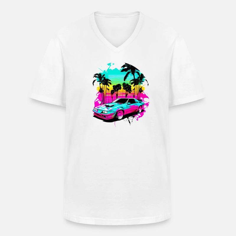 Miami Car 1 - Männer-T-Shirt mit V-Ausschnitt - Weiß