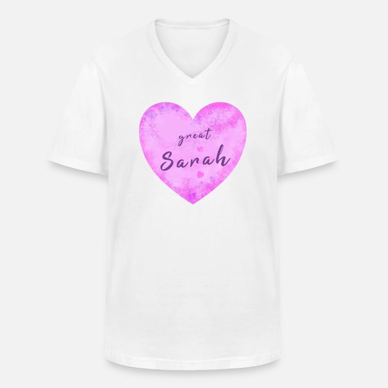 Sarah - Männer-T-Shirt mit V-Ausschnitt - Weiß