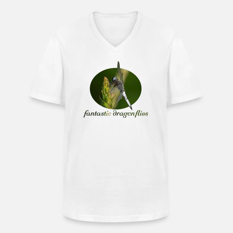 Libelle - Männer-T-Shirt mit V-Ausschnitt - Weiß