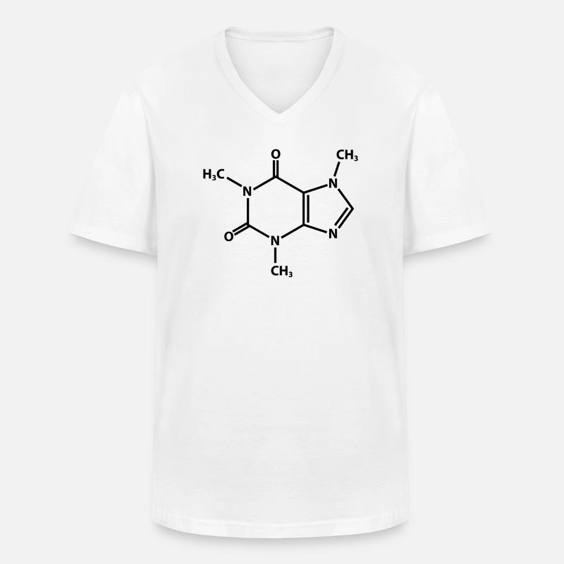 Koffein-Molekül - Männer-T-Shirt mit V-Ausschnitt - Weiß