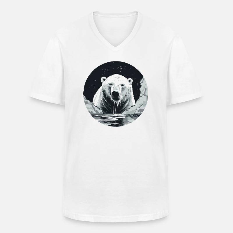 Eisbär - Männer-T-Shirt mit V-Ausschnitt - Weiß