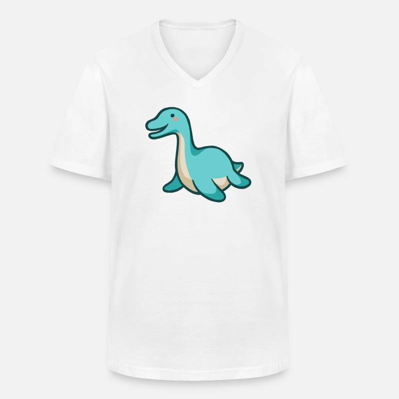 hugadino Plesiosaurus, Dino, süßer Dinosaurier - Männer-T-Shirt mit V-Ausschnitt - Weiß