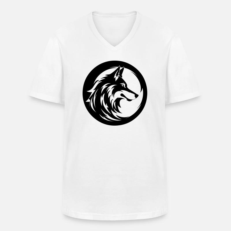 Wolf - Männer-T-Shirt mit V-Ausschnitt - Weiß