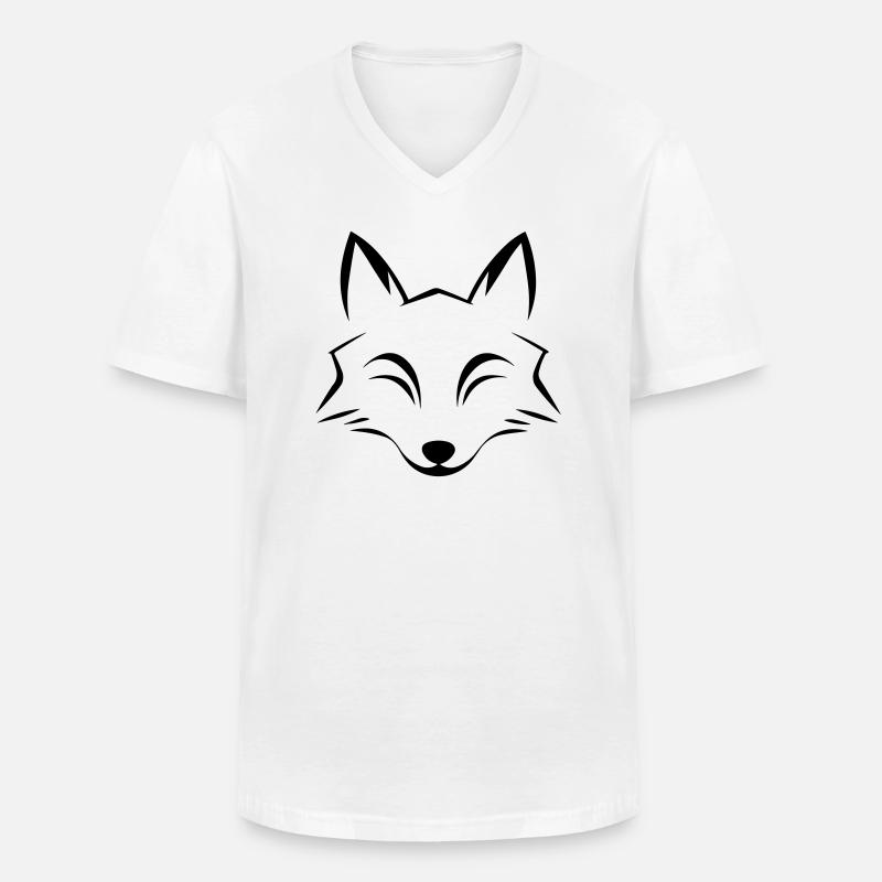 Fuchskopf - Männer-T-Shirt mit V-Ausschnitt - Weiß