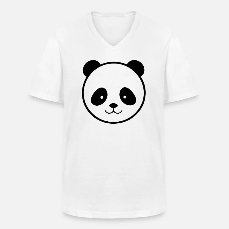 Panda - Männer-T-Shirt mit V-Ausschnitt - Weiß