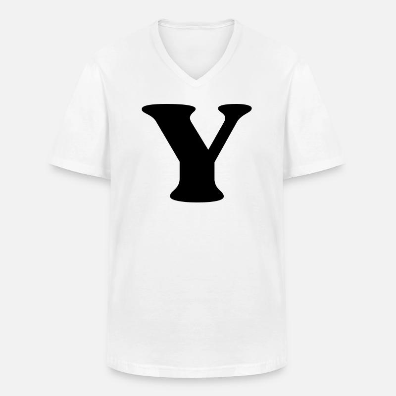 Ypsilon - Männer-T-Shirt mit V-Ausschnitt - Weiß