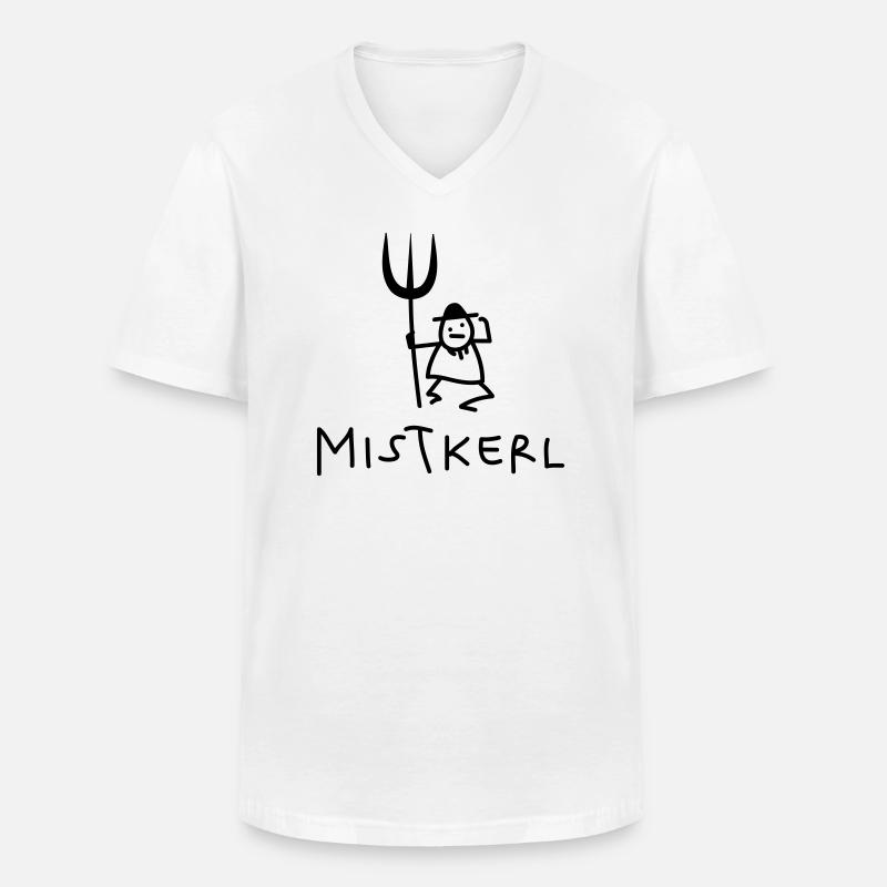 Kerl mit Mistgabel - Männer-T-Shirt mit V-Ausschnitt - Weiß