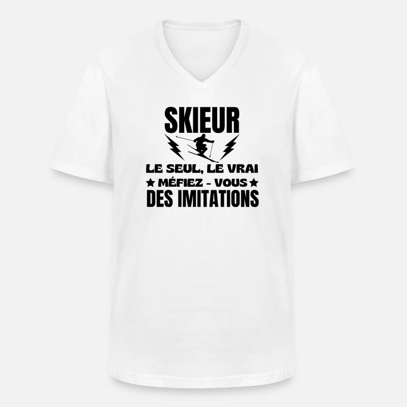 SKIFAHRER DER EINZIG WAHRE - Männer-T-Shirt mit V-Ausschnitt - Weiß