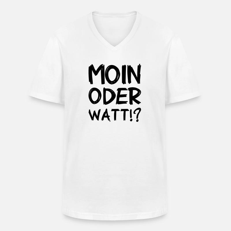 Moin oder Watt? - Männer-T-Shirt mit V-Ausschnitt - Weiß