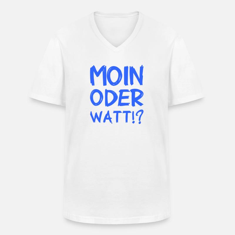 Moin oder Watt? - Männer-T-Shirt mit V-Ausschnitt - Weiß