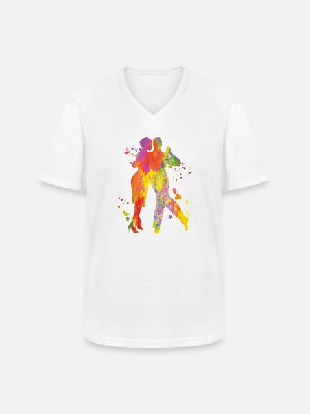 Tango Argentin Danse Milonga Vals - T-shirt col V Homme - blanc