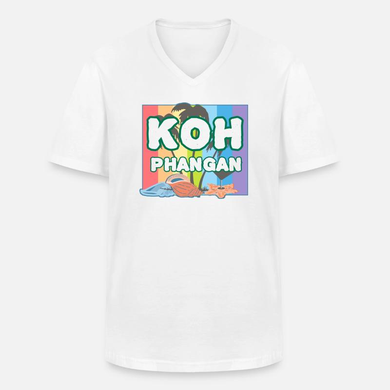 Regenbogen K8h Phangan - Männer-T-Shirt mit V-Ausschnitt - Weiß