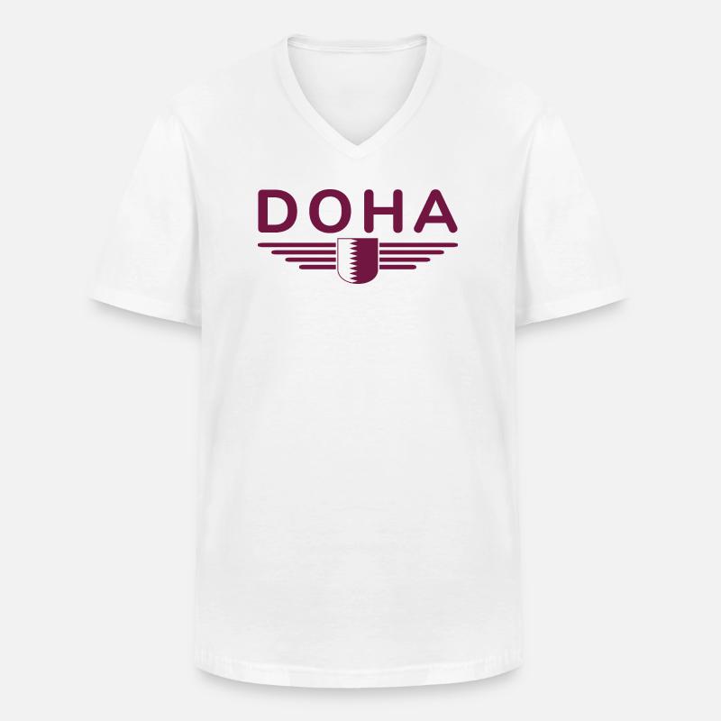 Doha Design – Stilvoll und Einzigartig - Männer-T-Shirt mit V-Ausschnitt - Weiß