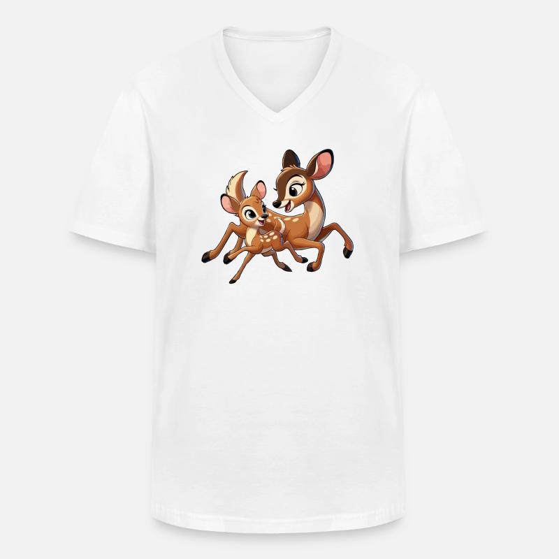 Rehmutter und Kind beim Herumtollen - Männer-T-Shirt mit V-Ausschnitt - Weiß