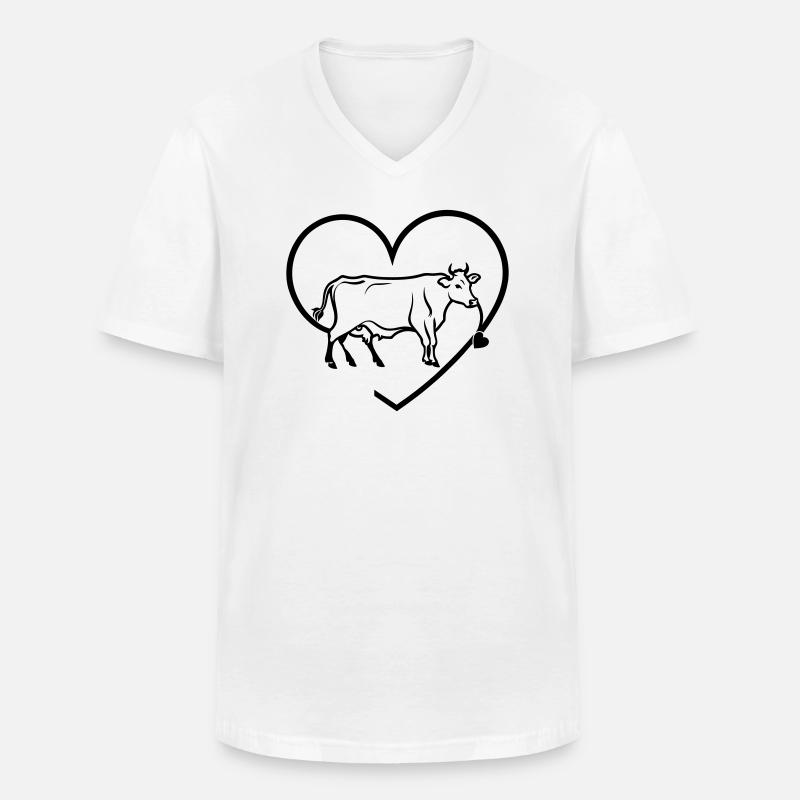 t Kuhbauer Herzschlag - Männer-T-Shirt mit V-Ausschnitt - Weiß
