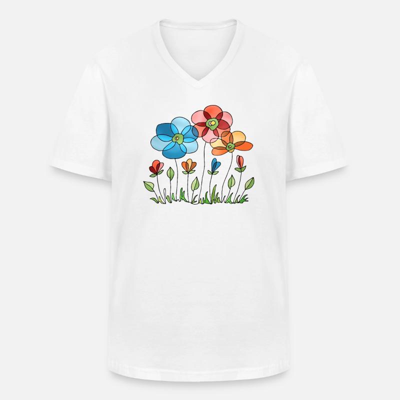 Blumen - Männer-T-Shirt mit V-Ausschnitt - Weiß