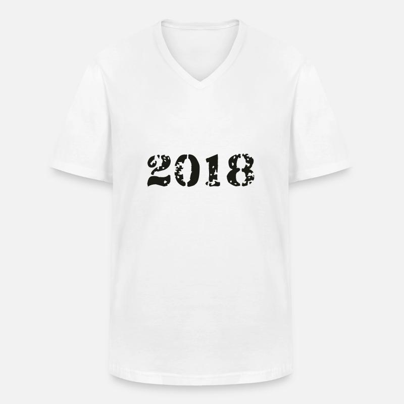 2018 - Männer-T-Shirt mit V-Ausschnitt - Weiß