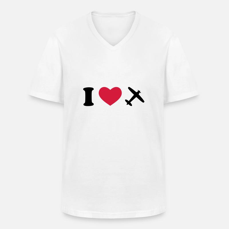 flugzeug - Männer-T-Shirt mit V-Ausschnitt - Weiß