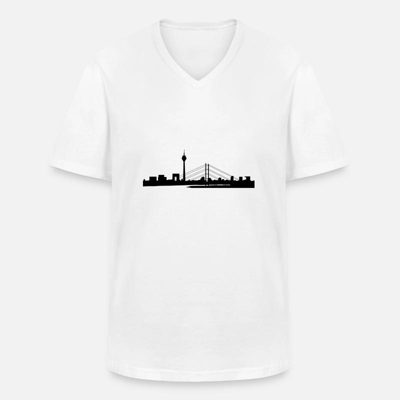 Düsseldorf Skyline 03 - Männer-T-Shirt mit V-Ausschnitt - Weiß