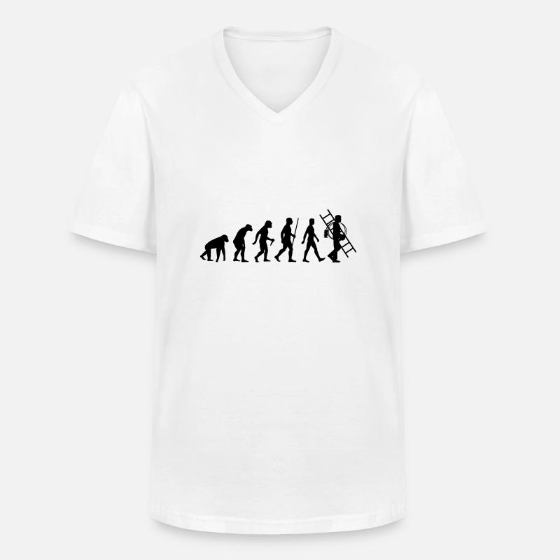 Evolution Schornsteinfeger - Männer-T-Shirt mit V-Ausschnitt - Weiß