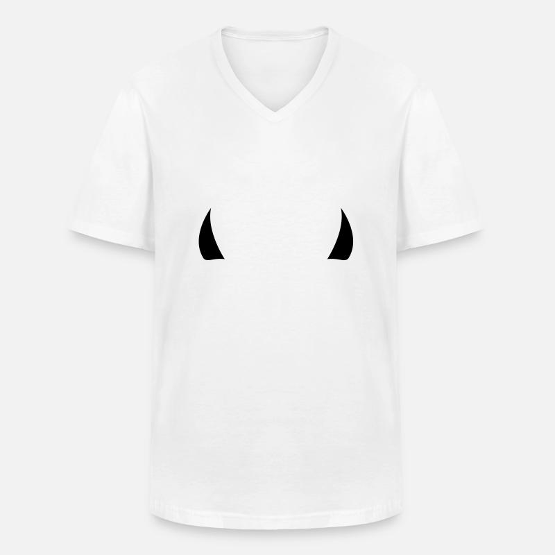 devil horns - Men's V-Neck T-Shirt - white