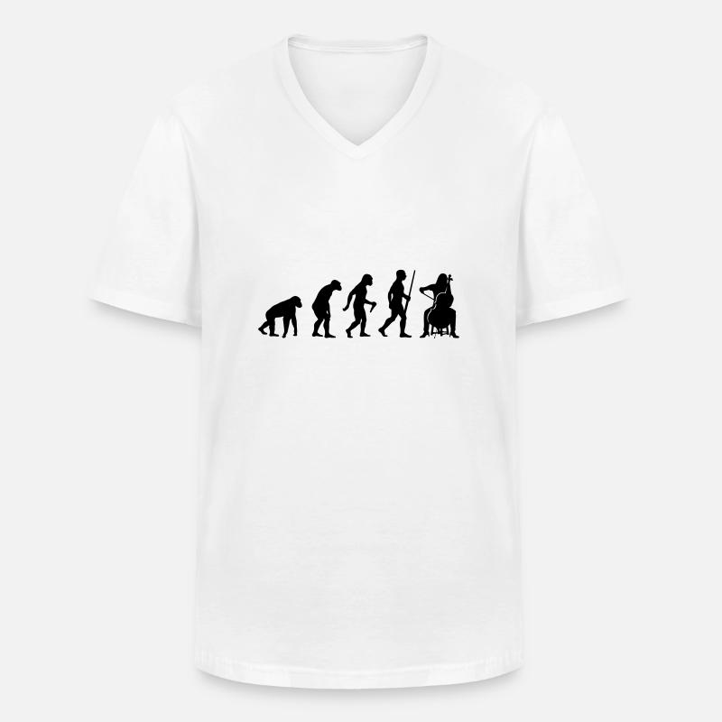 Cello Player Evolution - Männer-T-Shirt mit V-Ausschnitt - Weiß