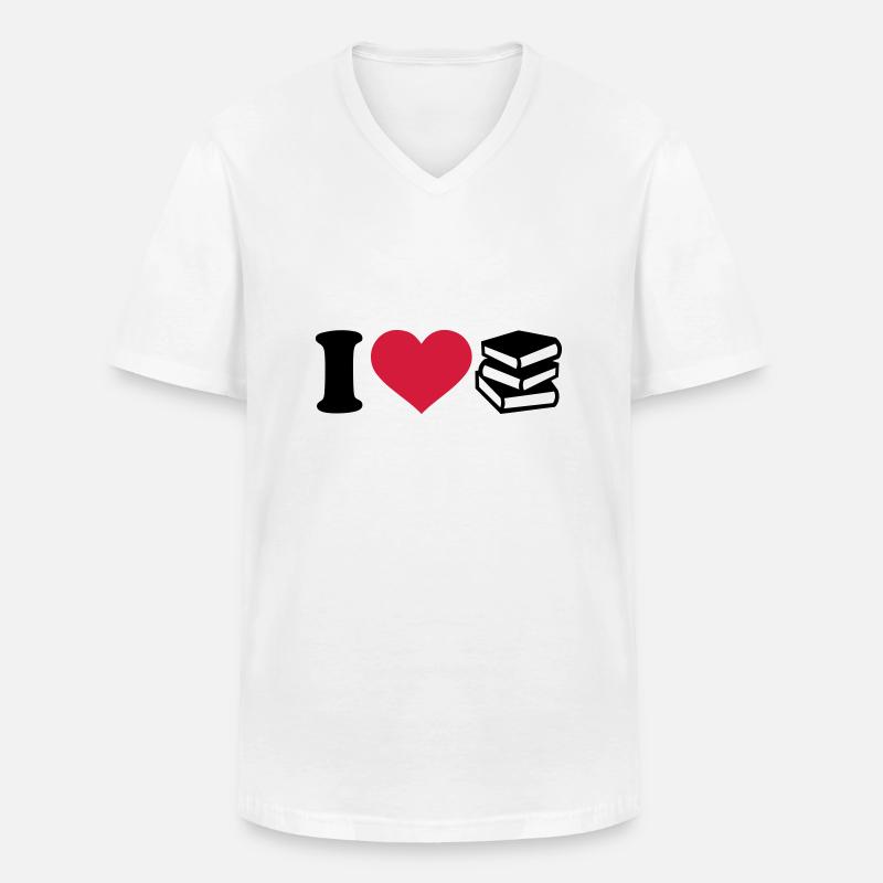Bücher - Männer-T-Shirt mit V-Ausschnitt - Weiß