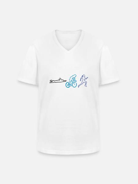 Triathlon, Triathletin - Männer-T-Shirt mit V-Ausschnitt - Weiß