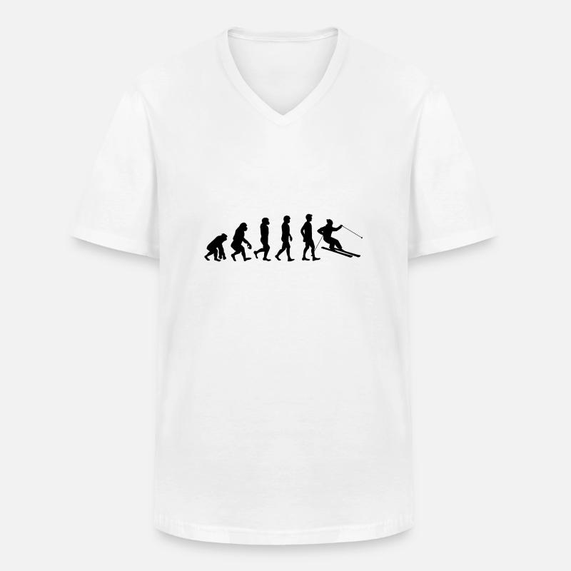 Skifahrer evolution - Männer-T-Shirt mit V-Ausschnitt - Weiß