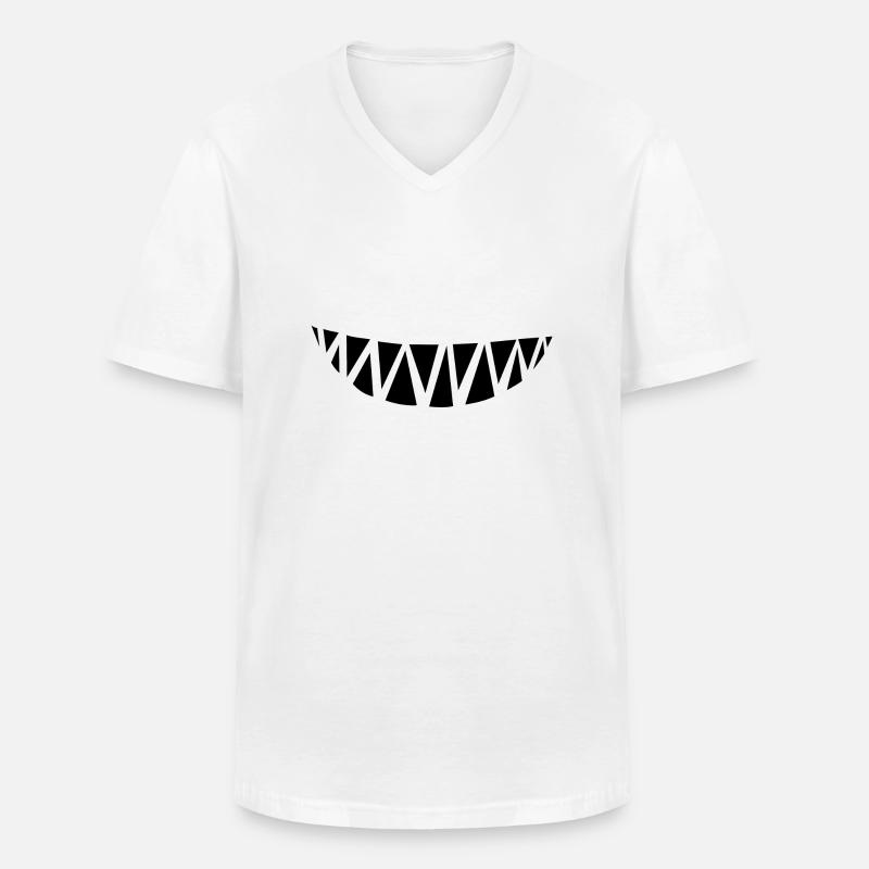 Monster Zähne - Männer-T-Shirt mit V-Ausschnitt - Weiß