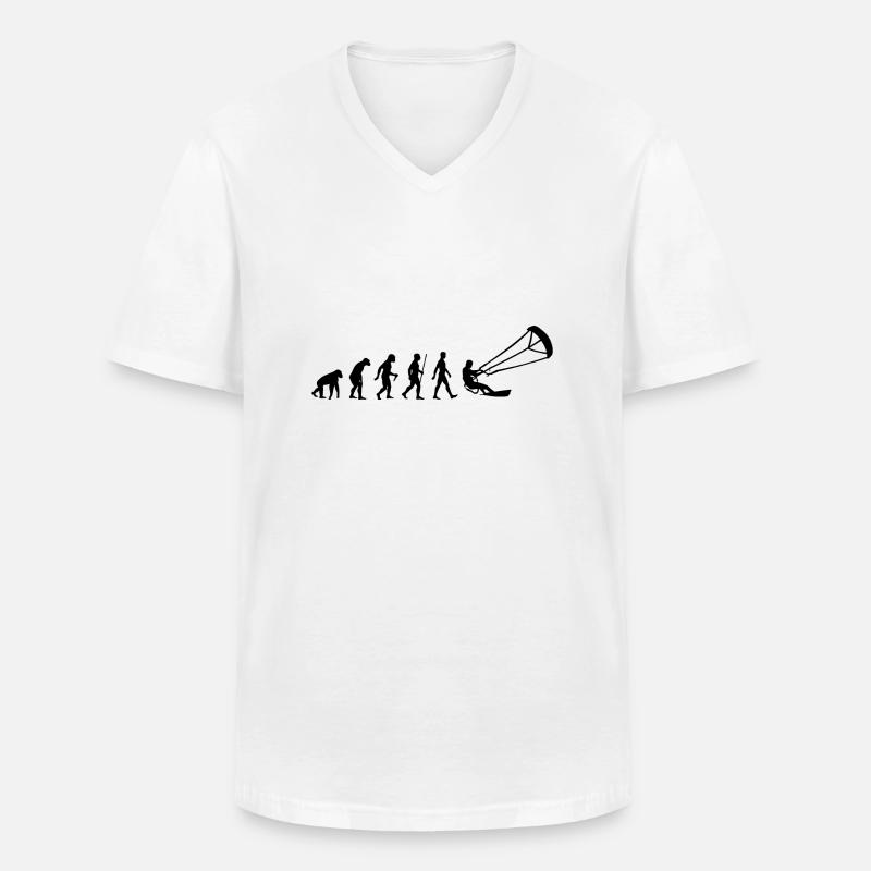 Evolution Silhouette Gift Kitesurfer Waves - Men's V-Neck T-Shirt - white