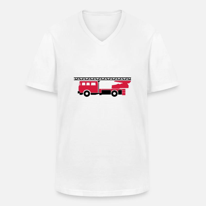Feuerwehrauto (fire engine) - Männer-T-Shirt mit V-Ausschnitt - Weiß